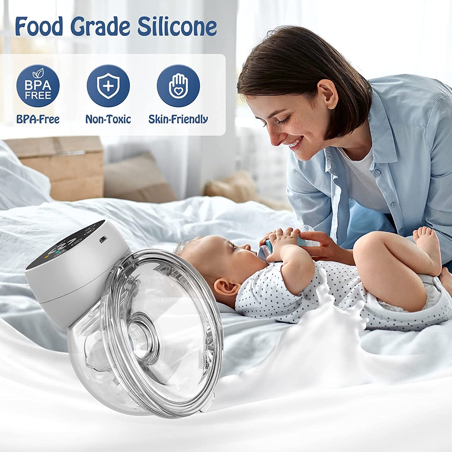 Wearable Breast Pump, Low-Noise and Painless Hands Free Electric Breast Pump with 3 Mode & 9 Levels