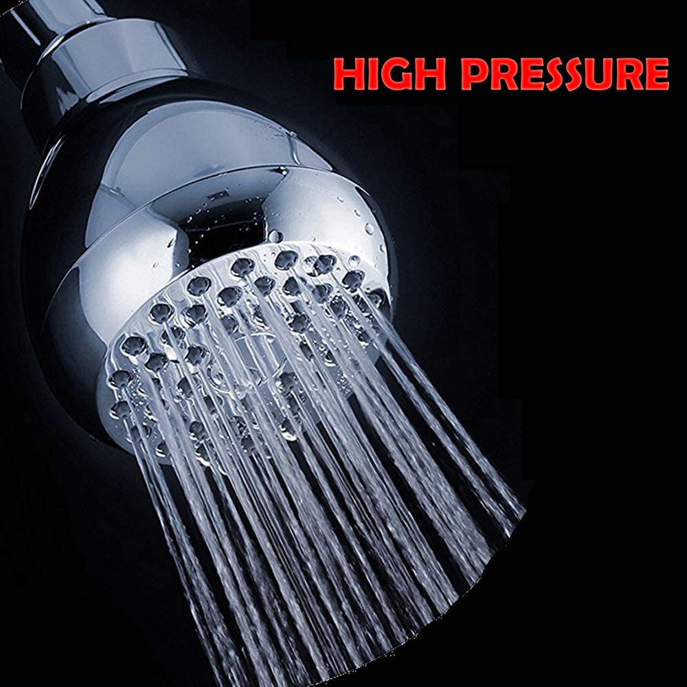 High Pressure Shower Head, 3 Inch Anti-Clog Anti-Leak Fixed Chrome Showerhead, Adjustable Metal Swivel Ball Joint for Bathroom, Hotel, Bathhouse