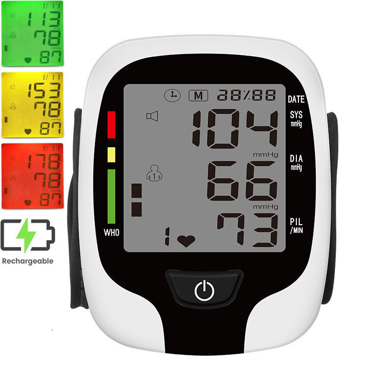 Wrist Blood Pressure Monitor, Wireless Blood Pressure Cuffs Machine, BP Heart Rate Monitor with LCD Backlit Display for Home