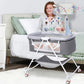 Bassinet for Babies, Zechiy 4 in 1 Portable Rocking Bassinet with Breathable Net and Harmless Mattress, Quick-Fold Crib for Newborn Girl Boy Infant, Grey
