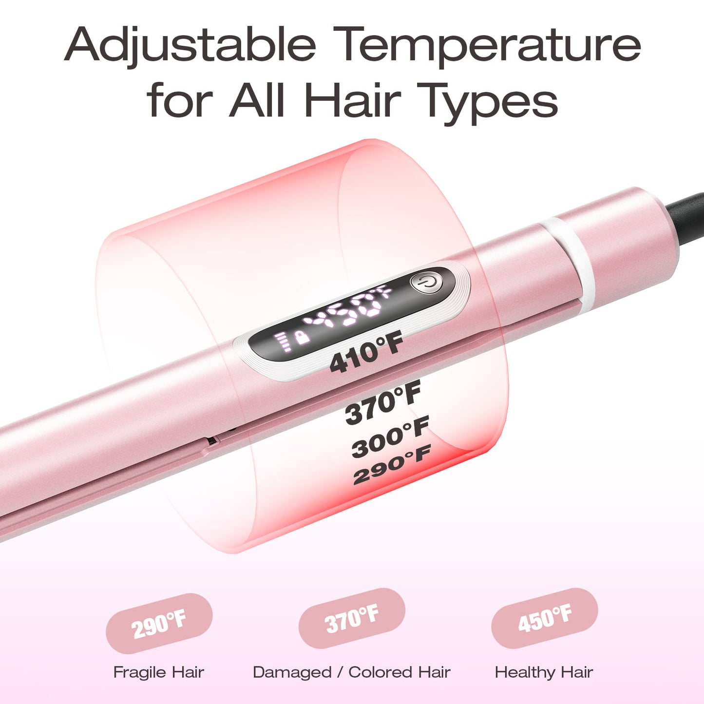 Jungle Wave Flat iron, 2 in 1 Hair Straightener & Curling Iron Styling Tool, Fast Heat Titanium Flat Iron, Pink