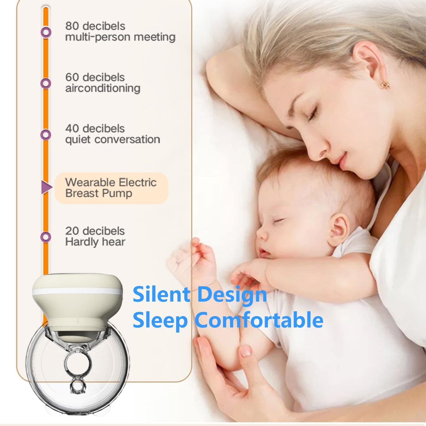 Wearable Breast Pump, Hands Free Electric Breast Pump with 2 Modes, 9 Levels -24mm