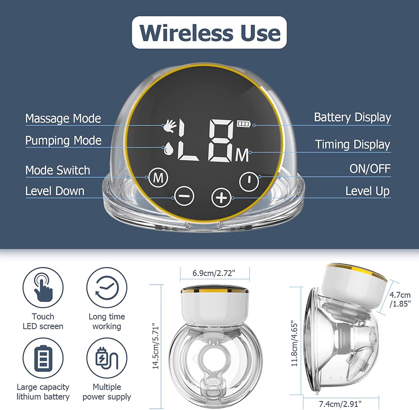 Electric Wearable Breast Pump, Double Portable Wireless Hands-Free Milk Pump with 3 Modes,9 Levels