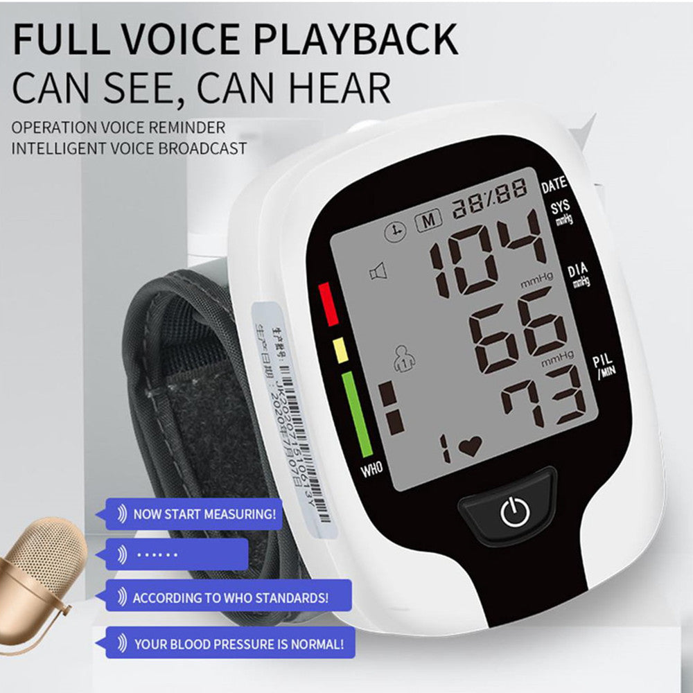 Blood Pressure Monitor With Heart Rate - Automatic BP Wrist Cuff Blood Pressure Machine with Heart Rate, Memory and Carrying Case
