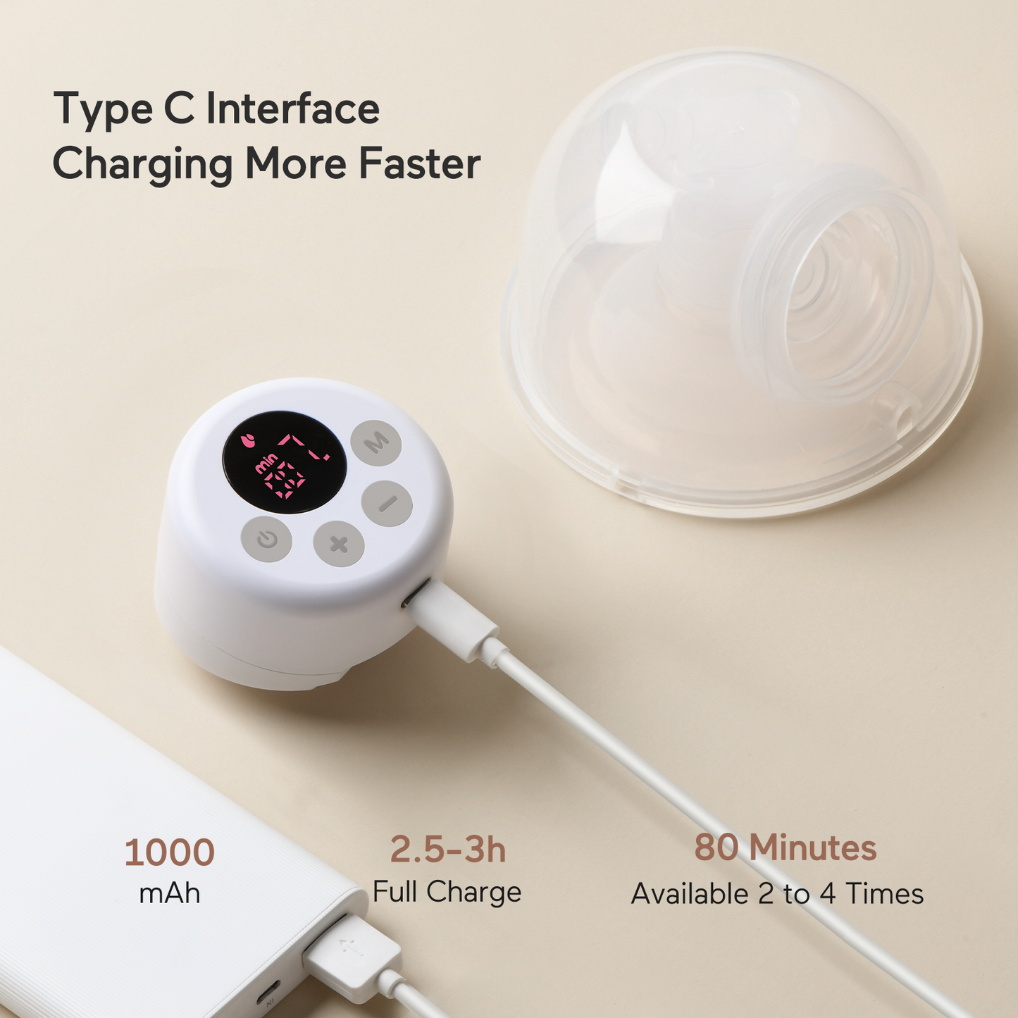 Yadala - Wearable Breast Pump, Portable Hands-Free Electric Breastfeeding Pump 24mm White