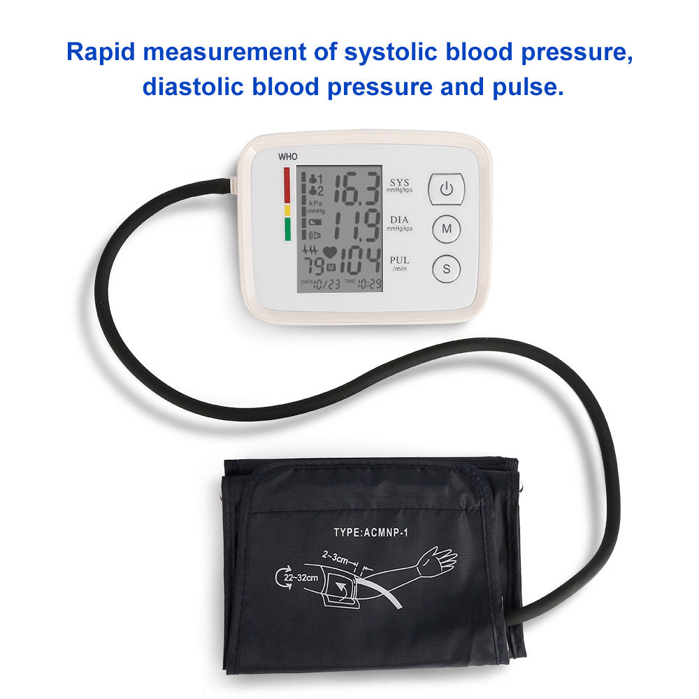 Blood Pressure Cuff, Rechargable Upper Arm Blood Pressure Monitor BP Machine, Accurate Blood Pressure Machine Kit, Pulse Rate Monitor for Home Use