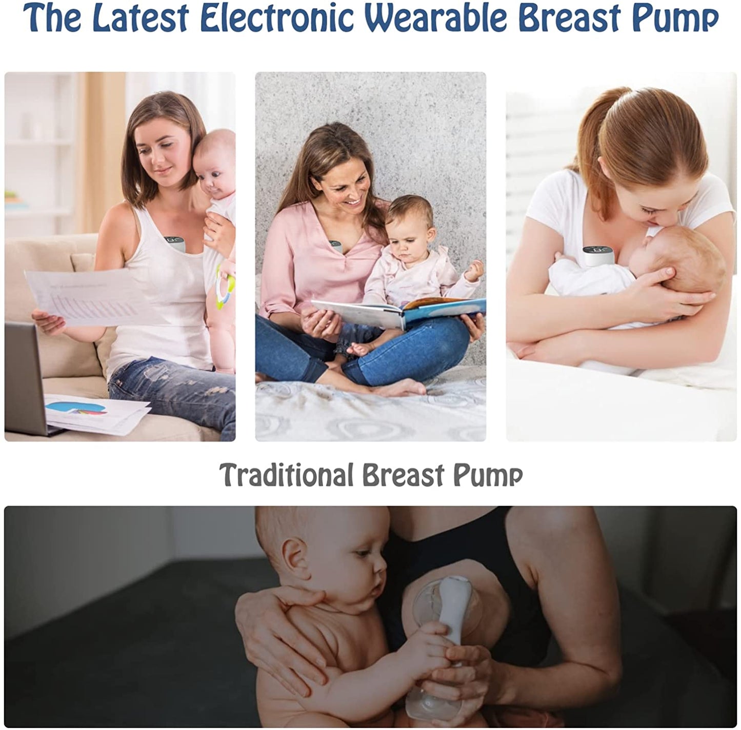 Wearable Breast Pump, Low-Noise and Painless Hands Free Electric Breast Pump with 3 Mode & 9 Levels