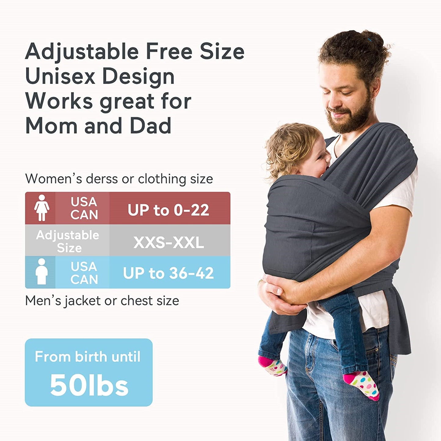 Yadala Baby Carrier, Air-Mesh Fabric Deep Gray Baby Carrier, Baby Wrap Carrier for Toddlers