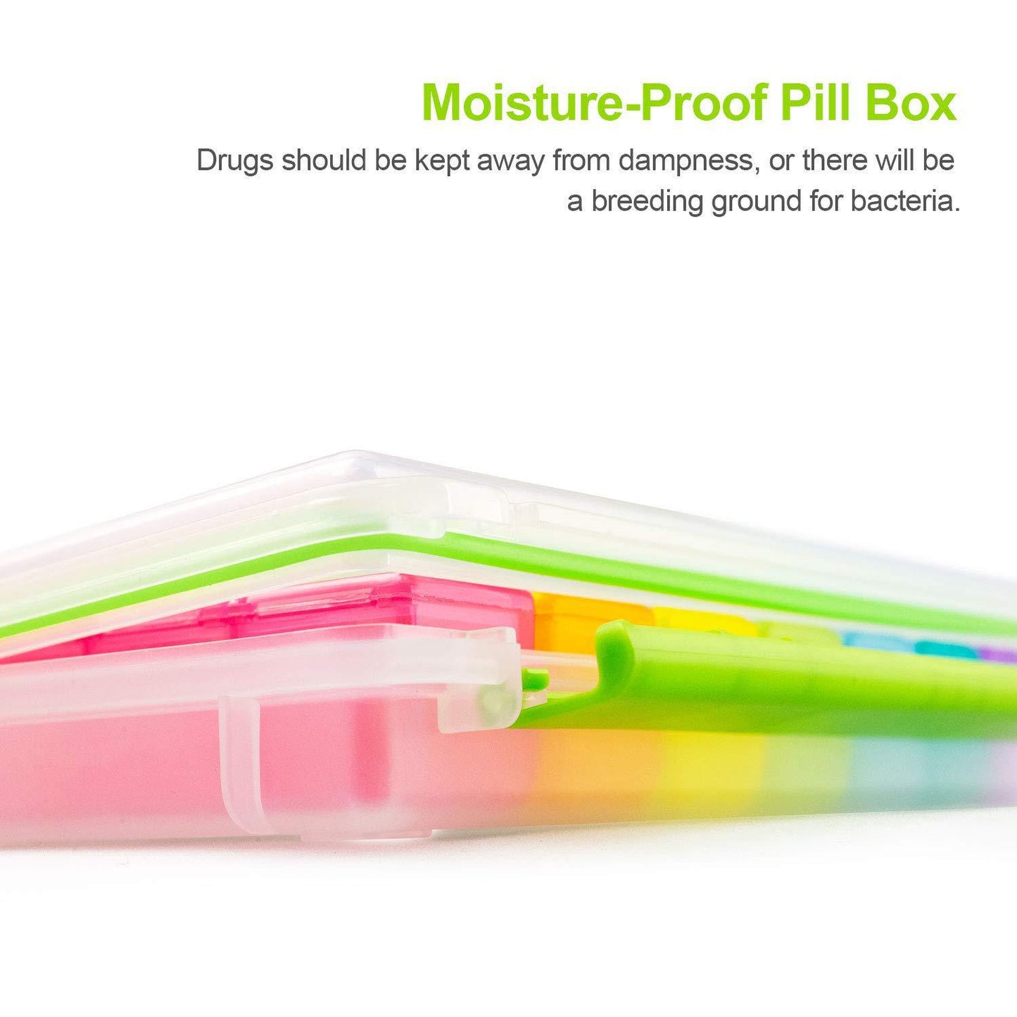 Weekly Pill Organizer 7 Day (4 Times a Day), Sukuos Moisture-Resistant Large Daily Pill Cases for Pills/Vitamin/Fish Oil/Supplements - Rainbow Colors (Morn NOON EVE Bed)
