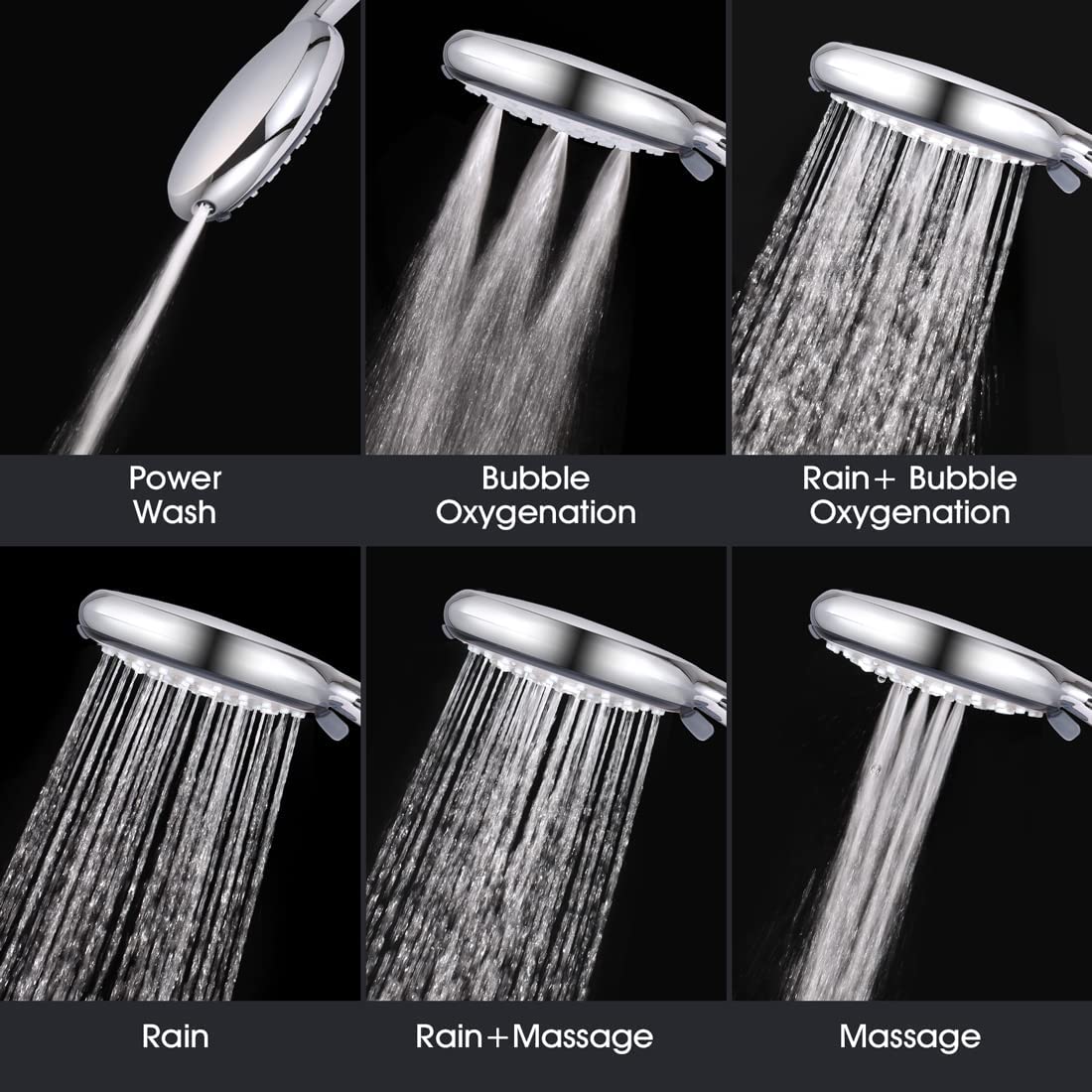 Handheld Shower Head, 6-Mode High Pressure Shower Head with Handheld, Built-in Power Wash to Clean Tub, Tile, Bidet & Pets, Adjustable Shower Holder