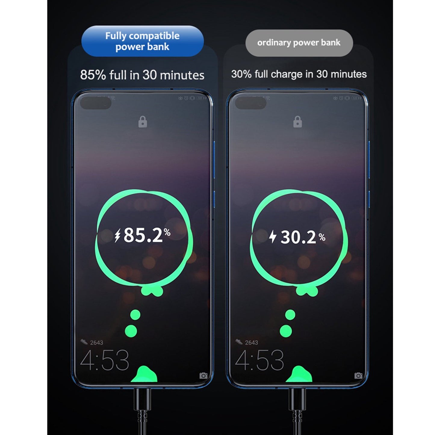 Golego Portable Charger Two-way PD22.5W Super Fast Charging Ultra-thin Power Bank 15000 mAh High-capacity Mobile Phone Universal Power Bank , Black