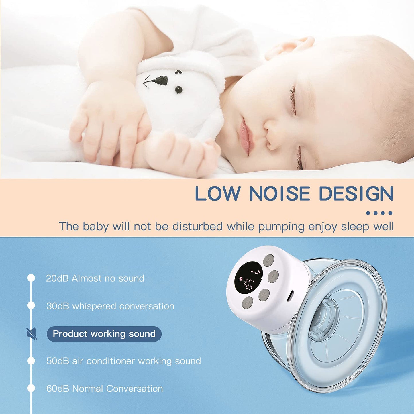 Wearable Electric Breast Pump Yadala Cordless Portable Breast Pump with LCD Display and Memory Function 2 Modes & 9 Levels Adjustment