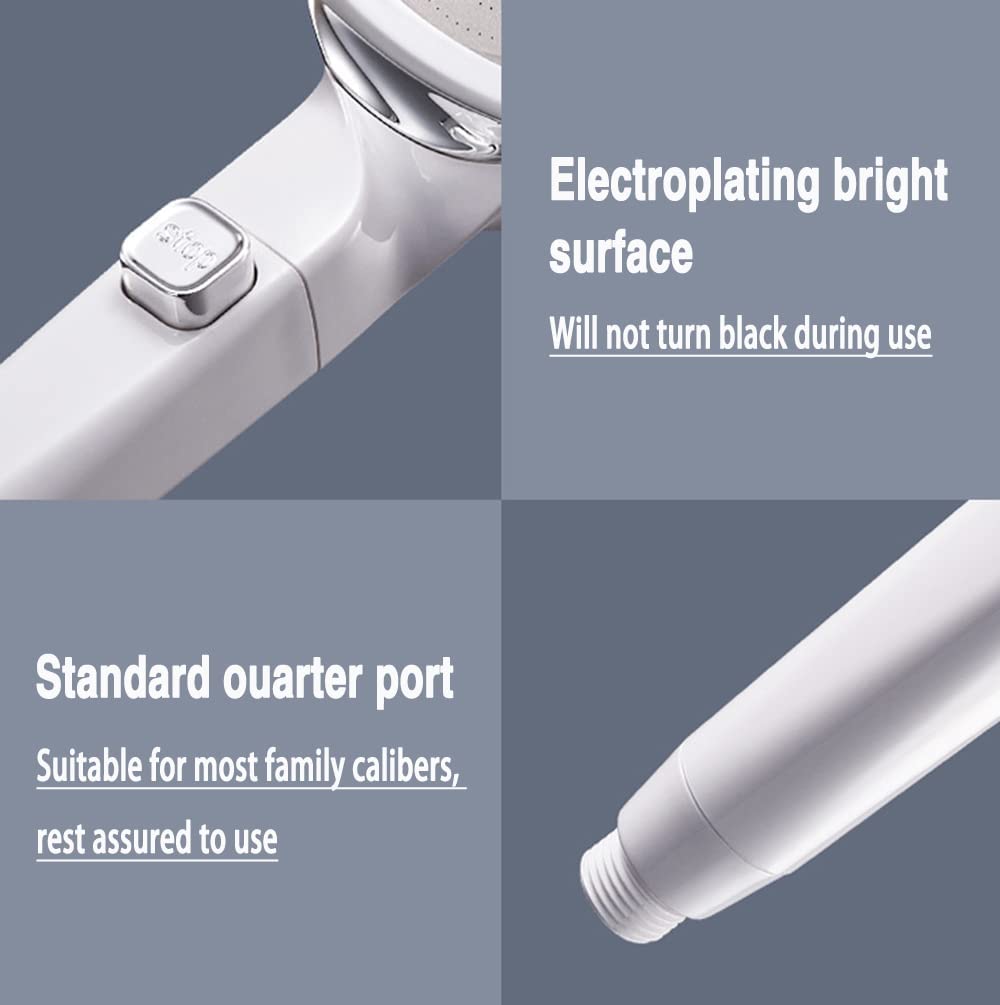 Handheld Shower Head, 4 Settings High Pressure Water Saving Shower Head, Detachable Filter Bathroom Shower Sprayer with ON/Off Switch
