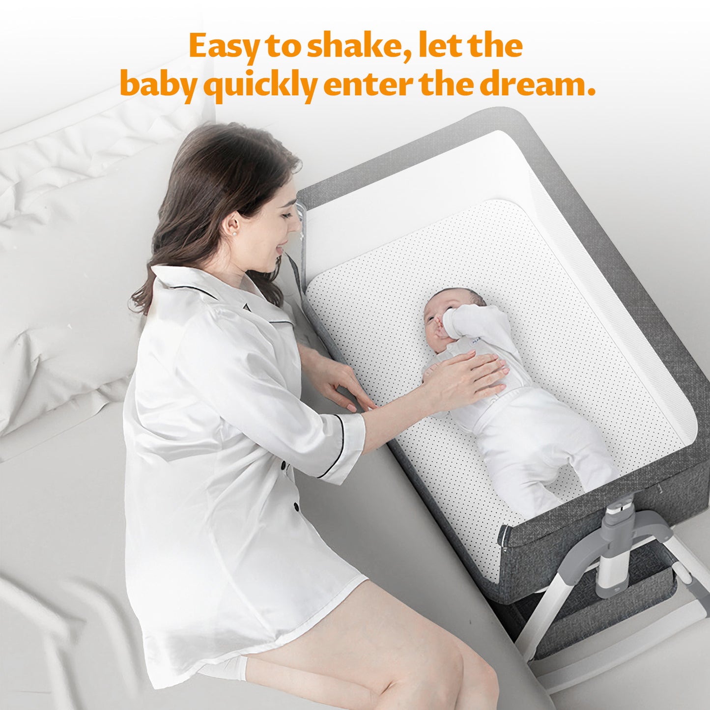 Laverner Baby Bassinets, 3 in 1 Bedside Bassinet Cribs, Easy Folding Portable Bedside Sleeper for Baby with Storage Bag