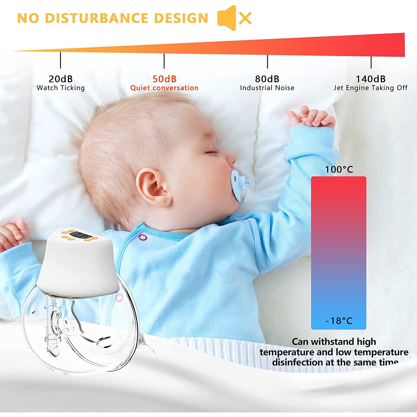Wearable Breast Pump, Hands Free Electric Breast Pump with 3 Modes, 9 Levels and Breast Milk Storage Bag