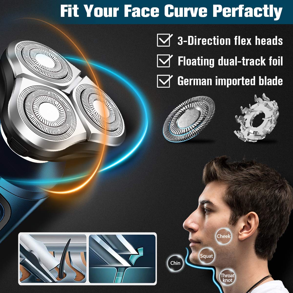 Electric Razor for Men, 2 in 1 Mens Electric Shavers, Dry Wet Waterproof Rotary Shaver Razors