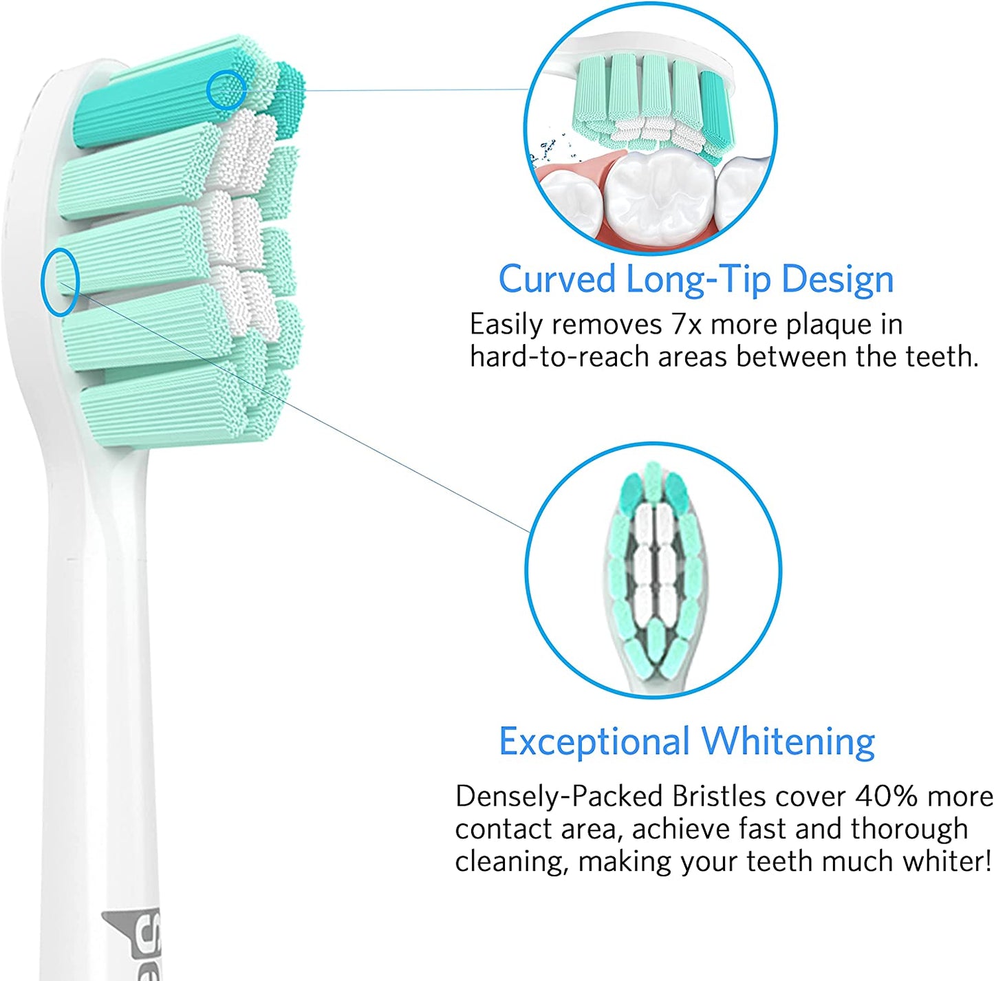 Replacement Toothbrush Heads for Philips Sonicare Replacement Heads, Compatible with Phillips Sonicare Replacement Brush Head, Electric Toothbrush Heads Refill for Sonic Care Snap-On,6 Pack
