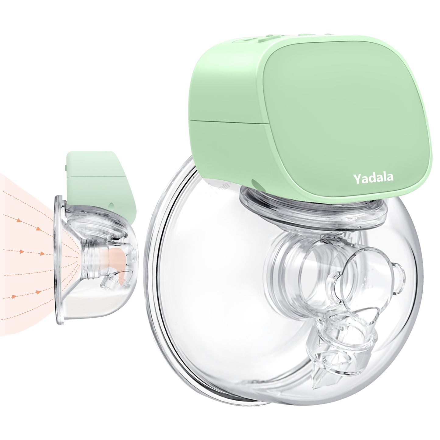 Electric Breast Pump Yadala Wearable Hands-Free Portable Spill-Proof Ultra-Quiet Pain Free  Breastfeeding Breast Pump with 2 Mode & 5 Levels, 24mm- Green