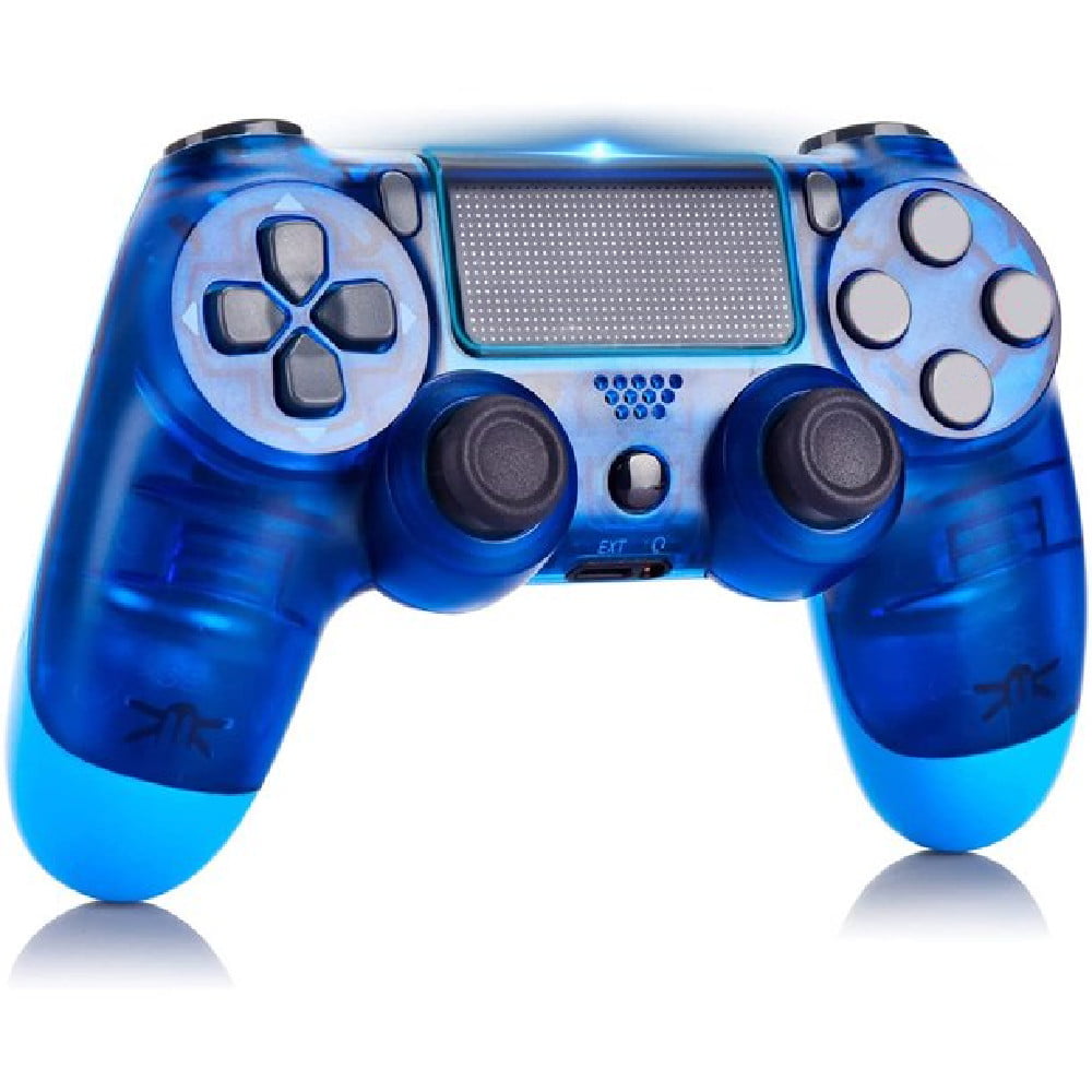 Wireless Controller Compatible with PS4,Vibration Game Joystick Compatible with PS4 - Transparent blue