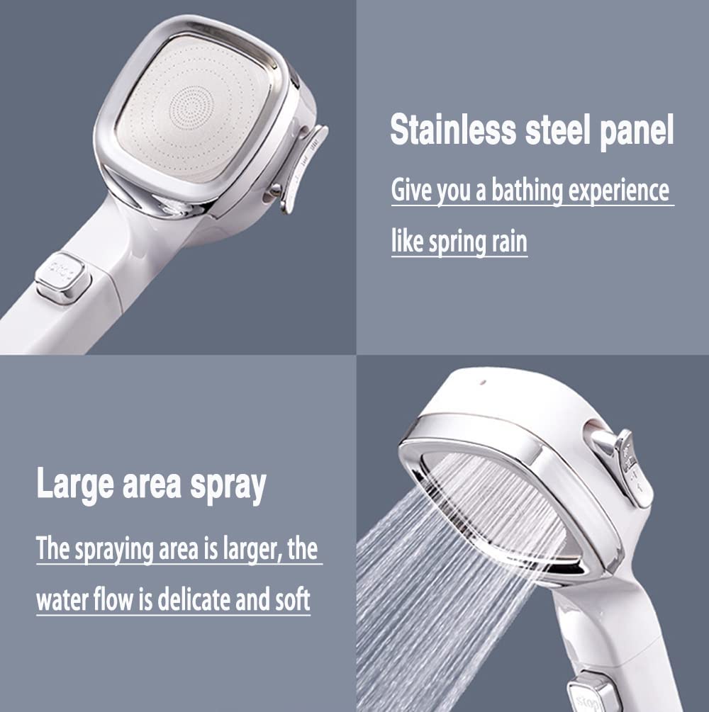Handheld Shower Head, 4 Settings High Pressure Water Saving Shower Head, Detachable Filter Bathroom Shower Sprayer with ON/Off Switch