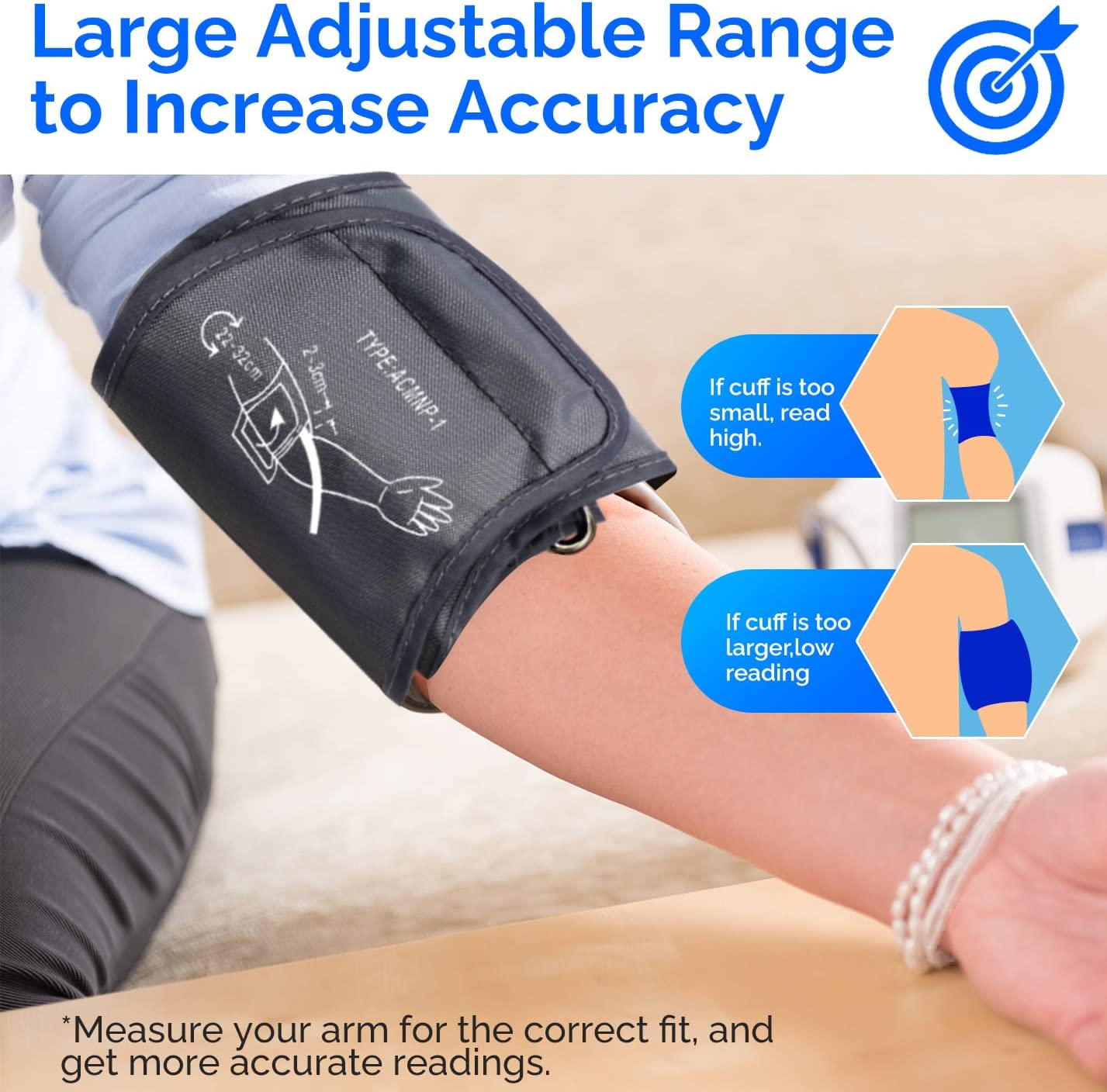 Extra Large Blood Pressure Cuff, Replacement Extra Large Cuff Applicable for 9”-20.5” Inches (22-52CM) Big Arm