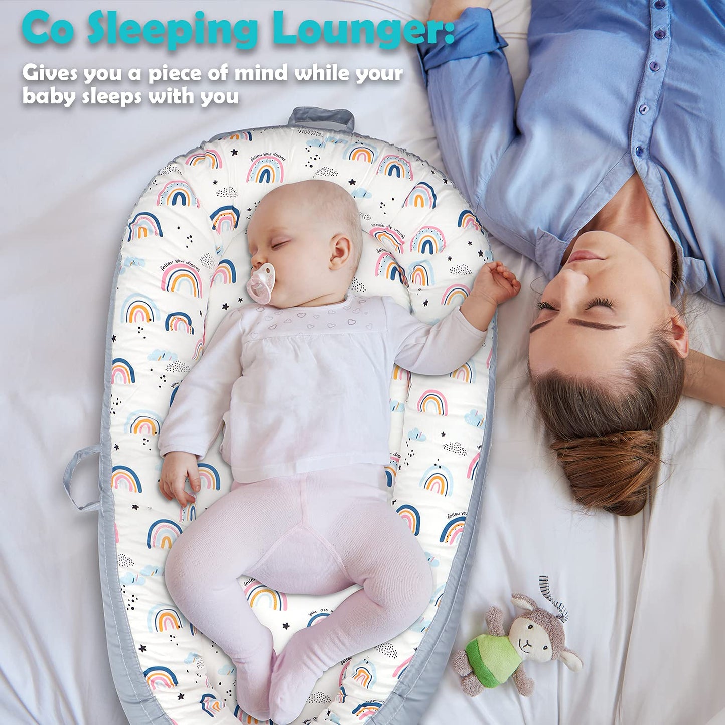 YADALA Baby Lounger Floral Nest Cotton Newborn Bassinet Infant Portable Crib Nests Pillow for Travel Snuggle Bed Sleep
