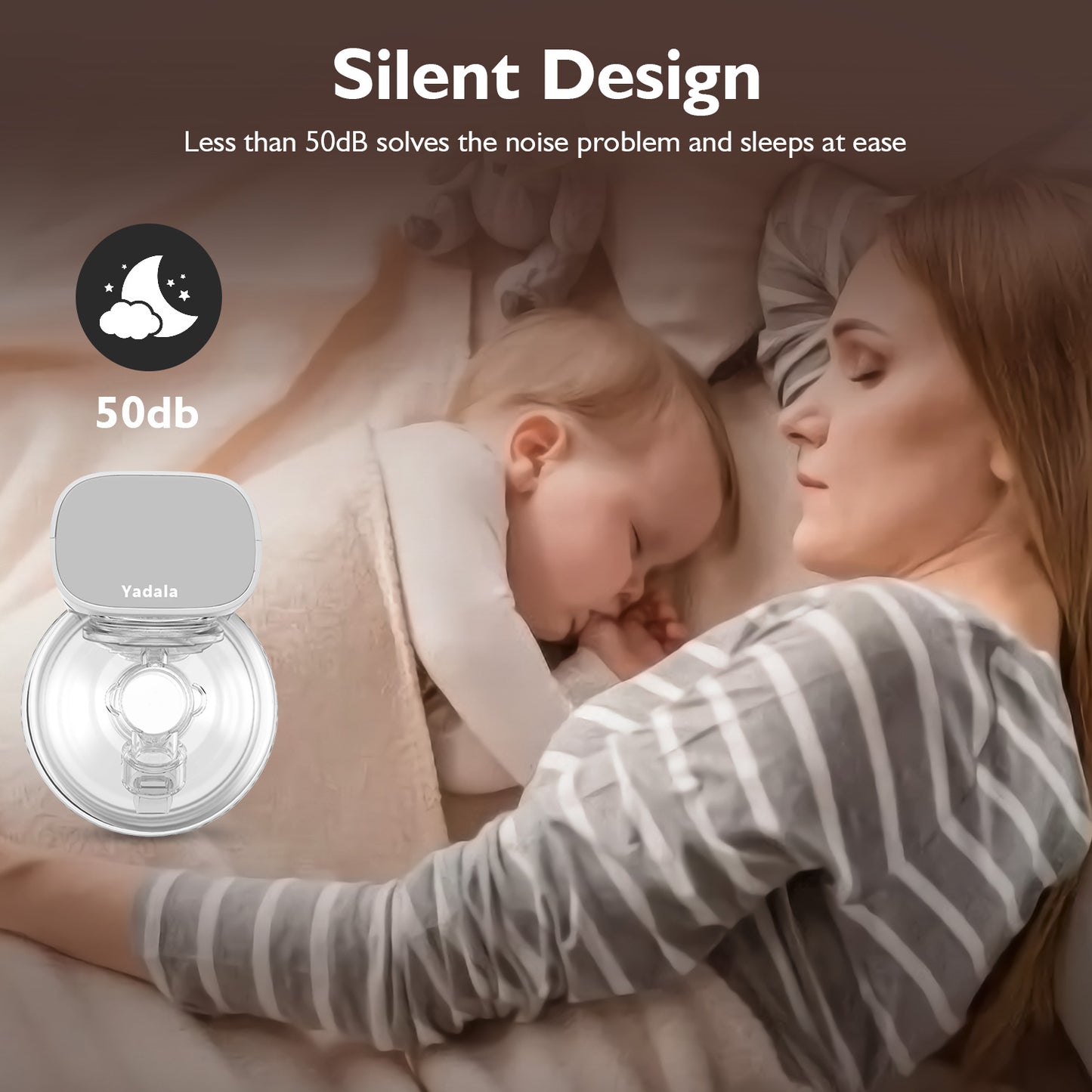 Double Breast Pumps,Yadala  Portable Electric Wearable Breast Pump - 24mm Light Grey(2Pcs)