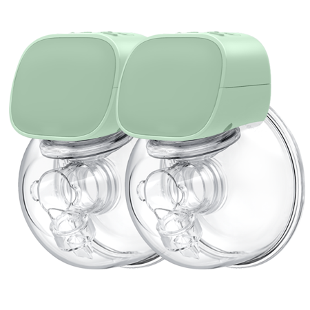 Yadala Double Wearable Breast Pump - Electric Hands-Free Portable Breastfeeding Breastpump, Spill-Proof Ultra-Quiet Pain Free Breast Pump,Green