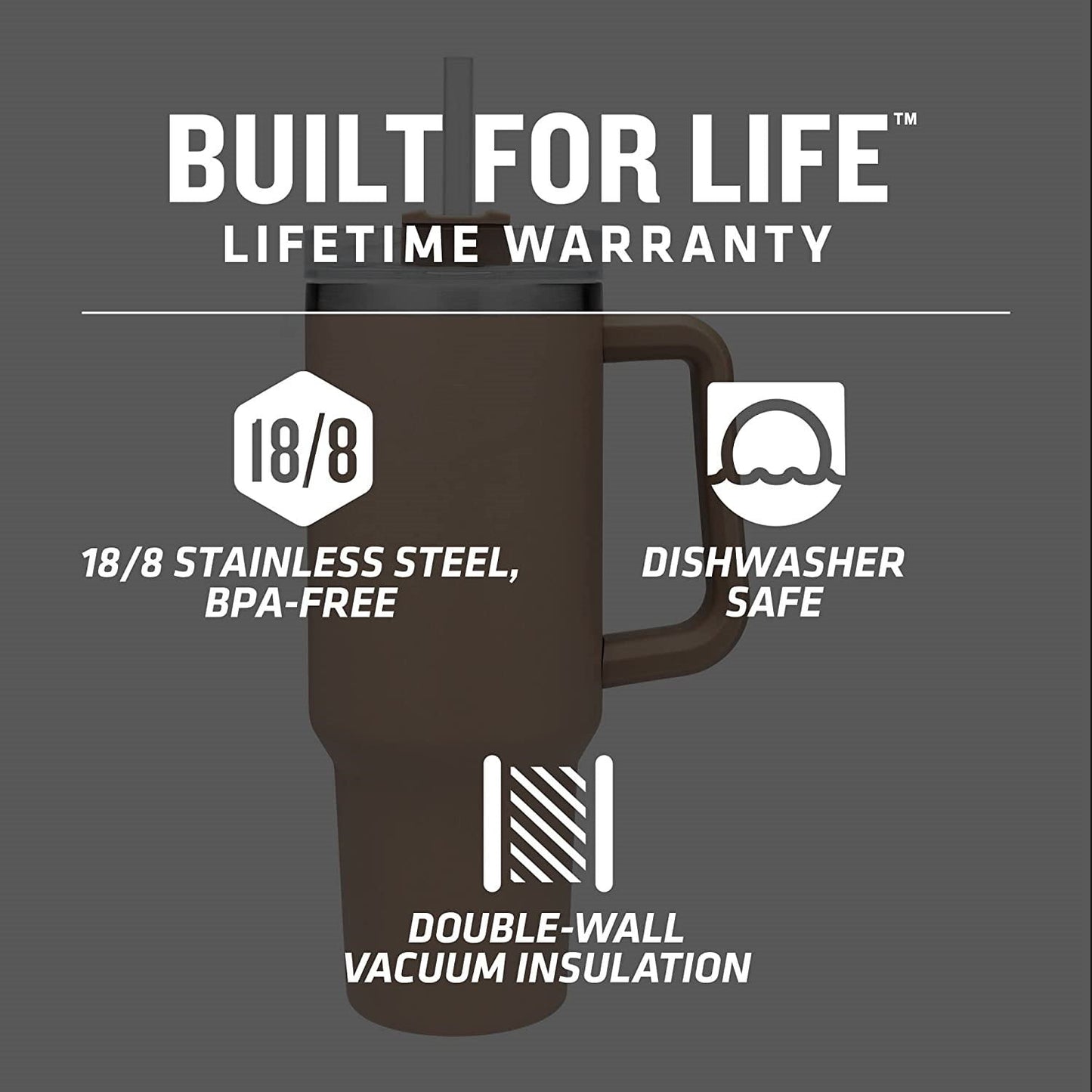 40oz Reusable Vacuum Quencher Tumbler with Straw, Leak Resistant Lid, Insulated Cup, Maintains Cold, Heat, and Ice for Hours