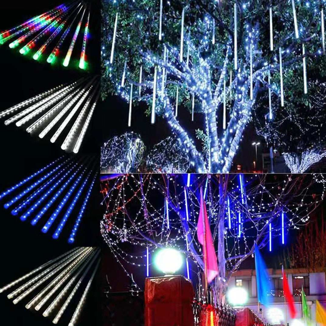 Meteor Shower Lights 30CM Snowfall Rain Icicle Drop 192LED Light For Holiday Xmas Party Outdoor Decor