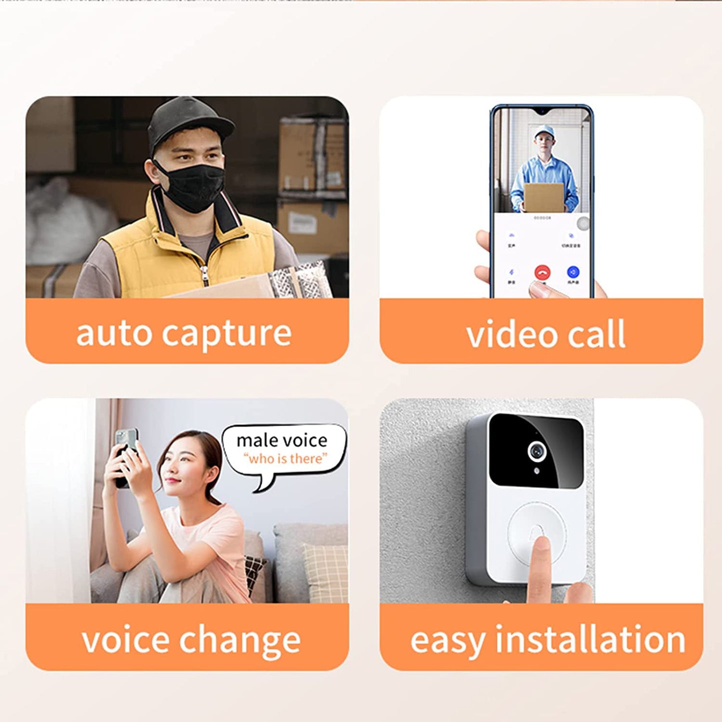 Happylost Smart Wireless WiFi Video Doorbell Phone Camera Door Bell Ring Intercom Security