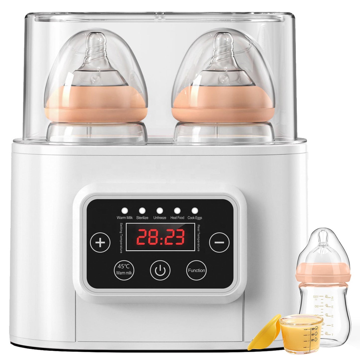 Laverner  Baby Bottle Warmer, Bottle Sterilizer, 6-in-1 Fast Bottle Warmer  Food Heater&Defrost, Baby Breast Milk Formula Warmer with LCD Display