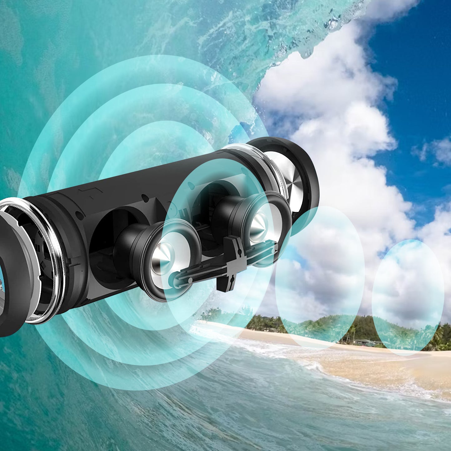 Portable Wireless Bluetooth Speaker With Flashlight Function, IPX7 Waterproof Bluetooth Speaker