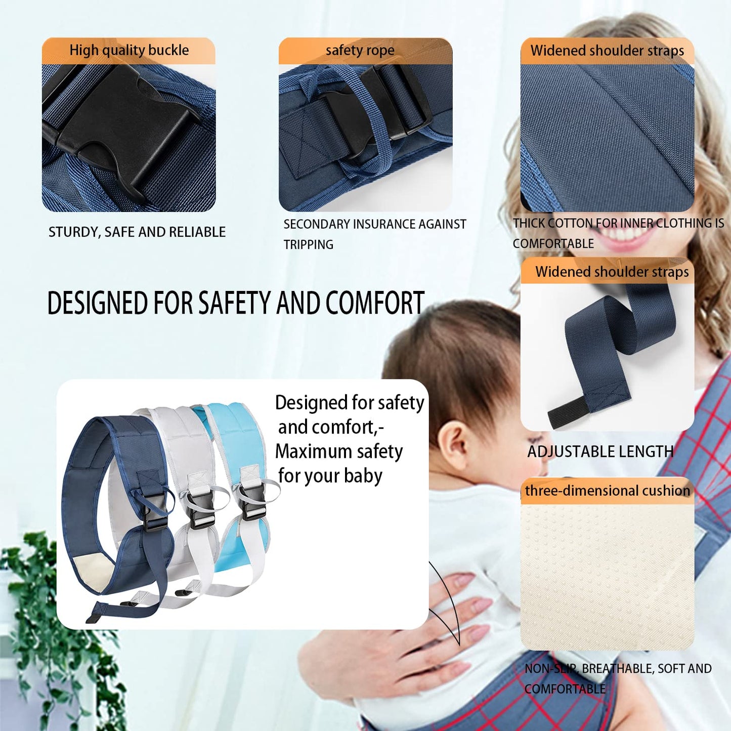 Breathable Baby Carrier, Stretchy Infant Sling, Perfect one Shoulder Labor-Saving Polyester Strap for Newborn Babies and Children up to 35 lbs, 4-36 Month