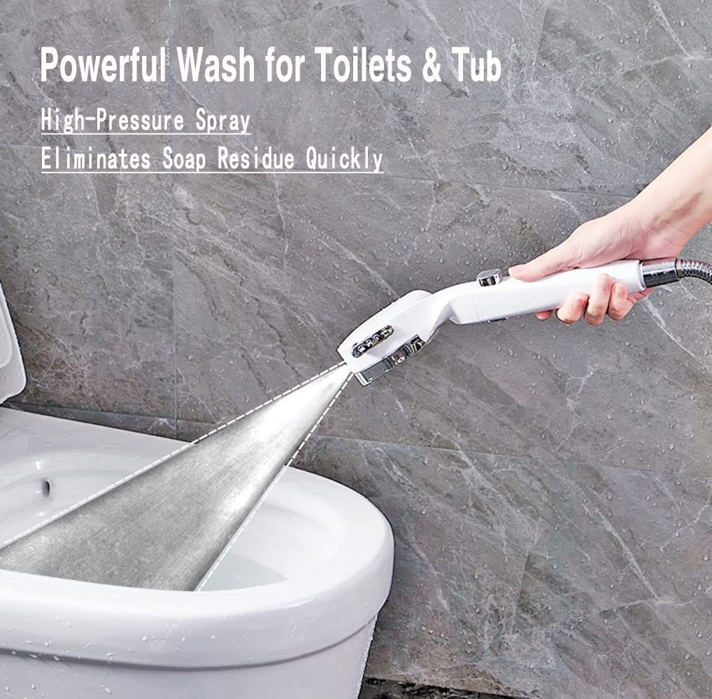 Handheld Shower Head, 4 Settings High Pressure Water Saving Shower Head, Detachable Filter Bathroom Shower Sprayer with ON/Off Switch