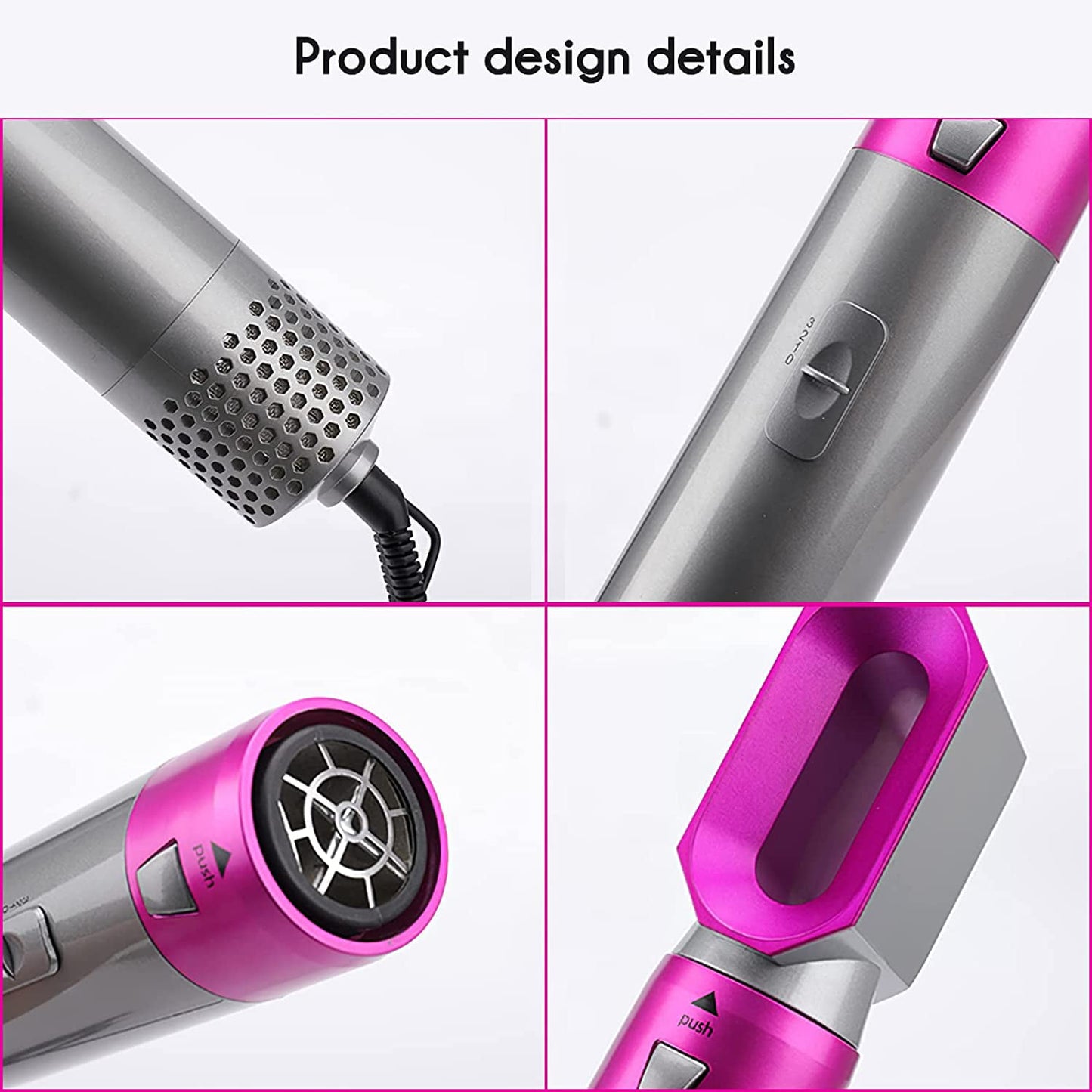 Elecsop 5 in 1 Hair Blower Brush Hairdryer Hair Curler Curling Iron Detachable Hair Styler Electric Hair Comb Rotating Hot Air Brush for All Hairstyle