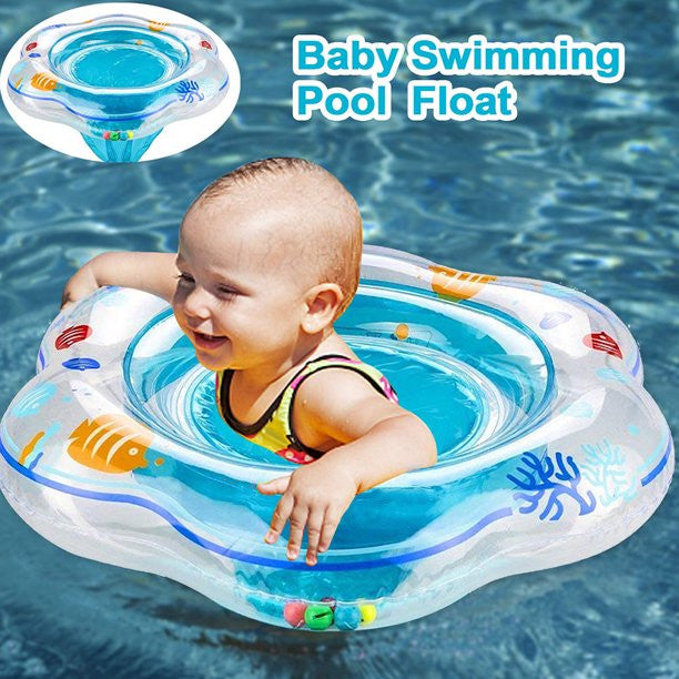 Cshid Inflatable Ride-On Pool Float Baby Swimming Pool Ring for Infant Toddler Kids Summer Inflatable Safety PVC Seat-Green-Blue