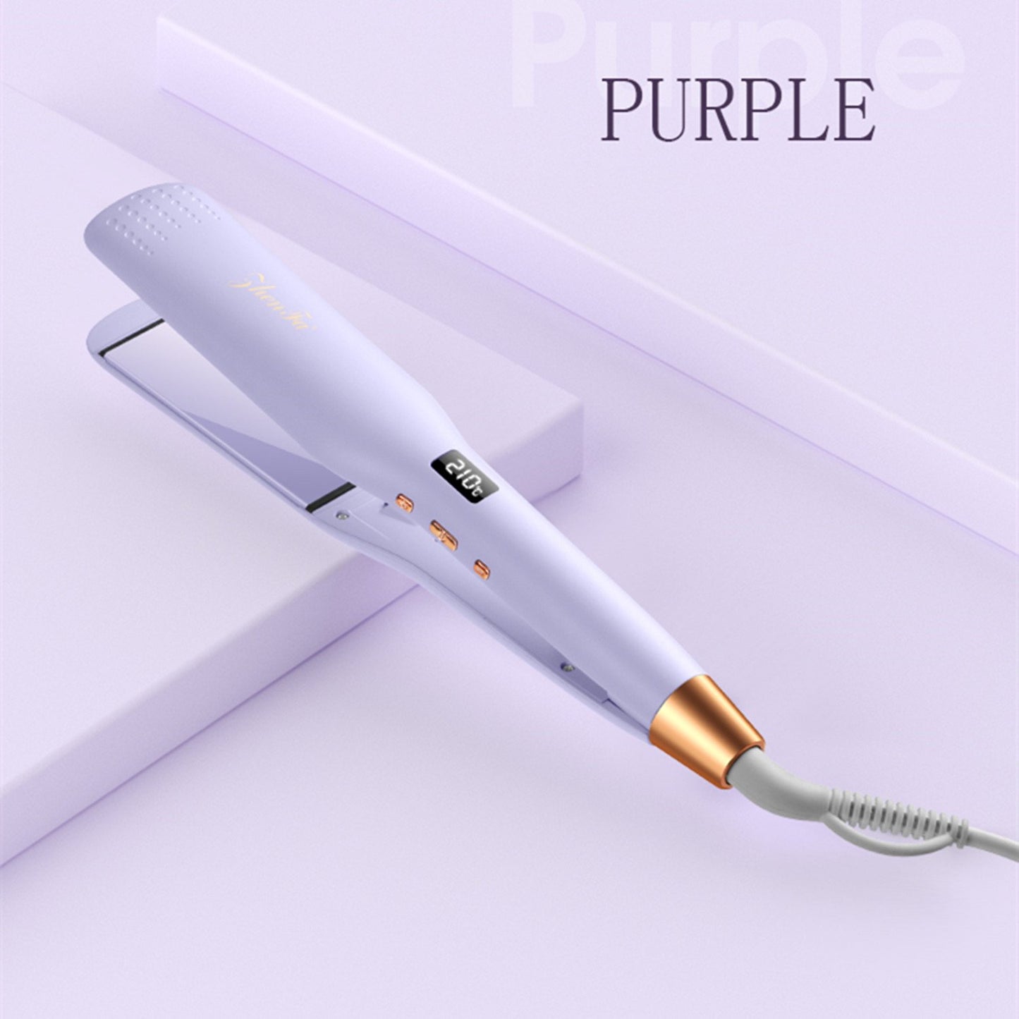 Jungle Wave Flat Iron, 1.75" Extra-Large 3D Floating Ceramic Hair Straightener and Curler with 20 Million cm³ Anion Outlet, Purple