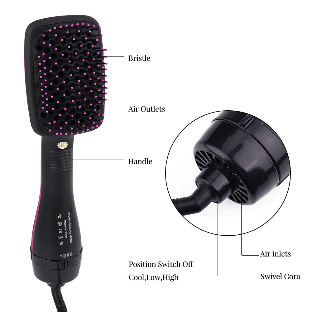 Blow Dryer with Comb, 2 in 1 Negative Lonic Hair Dryer Brush for Hair Care and Eliminate Frizzing, Electric Hot Air Styling