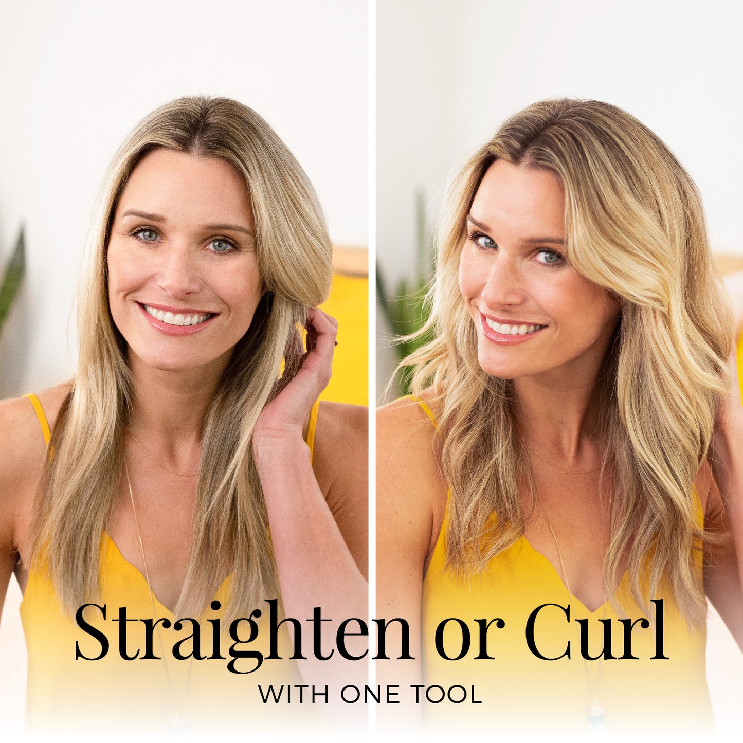 Hair Straightener and Curler 2 in 1, Twist Straightening Curling Iron with Adjustable Temp for All Hair Types, Instant Heating