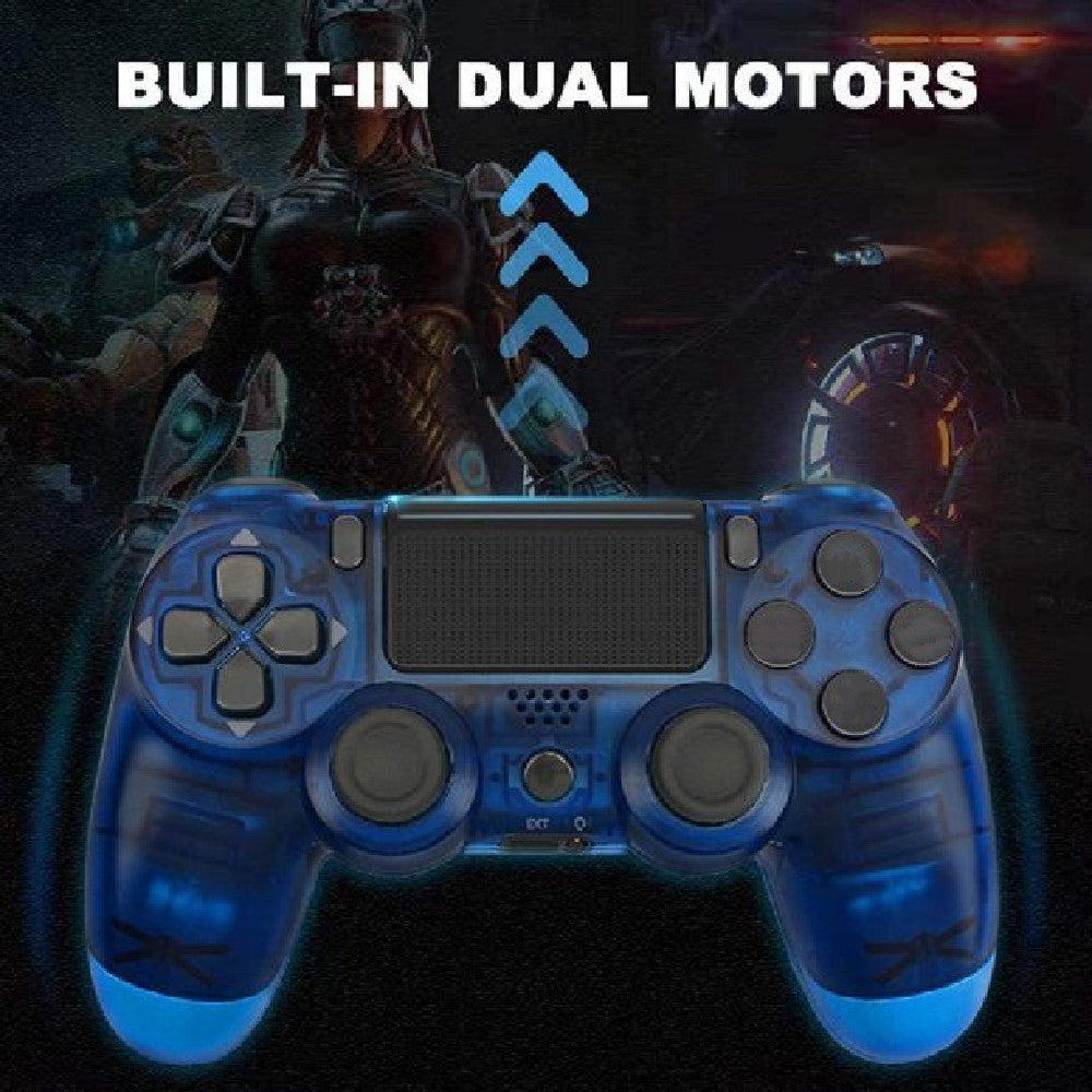 Wireless Controller Compatible with PS4,Vibration Game Joystick Compatible with PS4 - Transparent blue