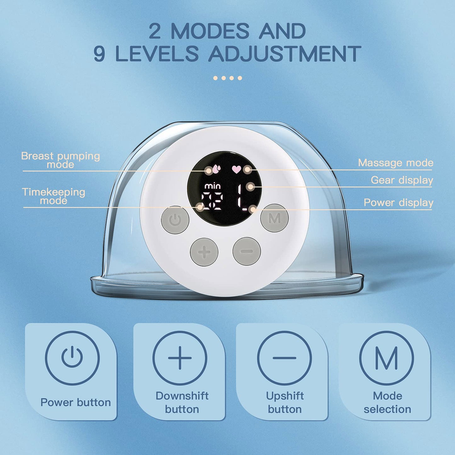 Wearable Electric Breast Pump Yadala Cordless Portable Breast Pump with LCD Display and Memory Function 2 Modes & 9 Levels Adjustment