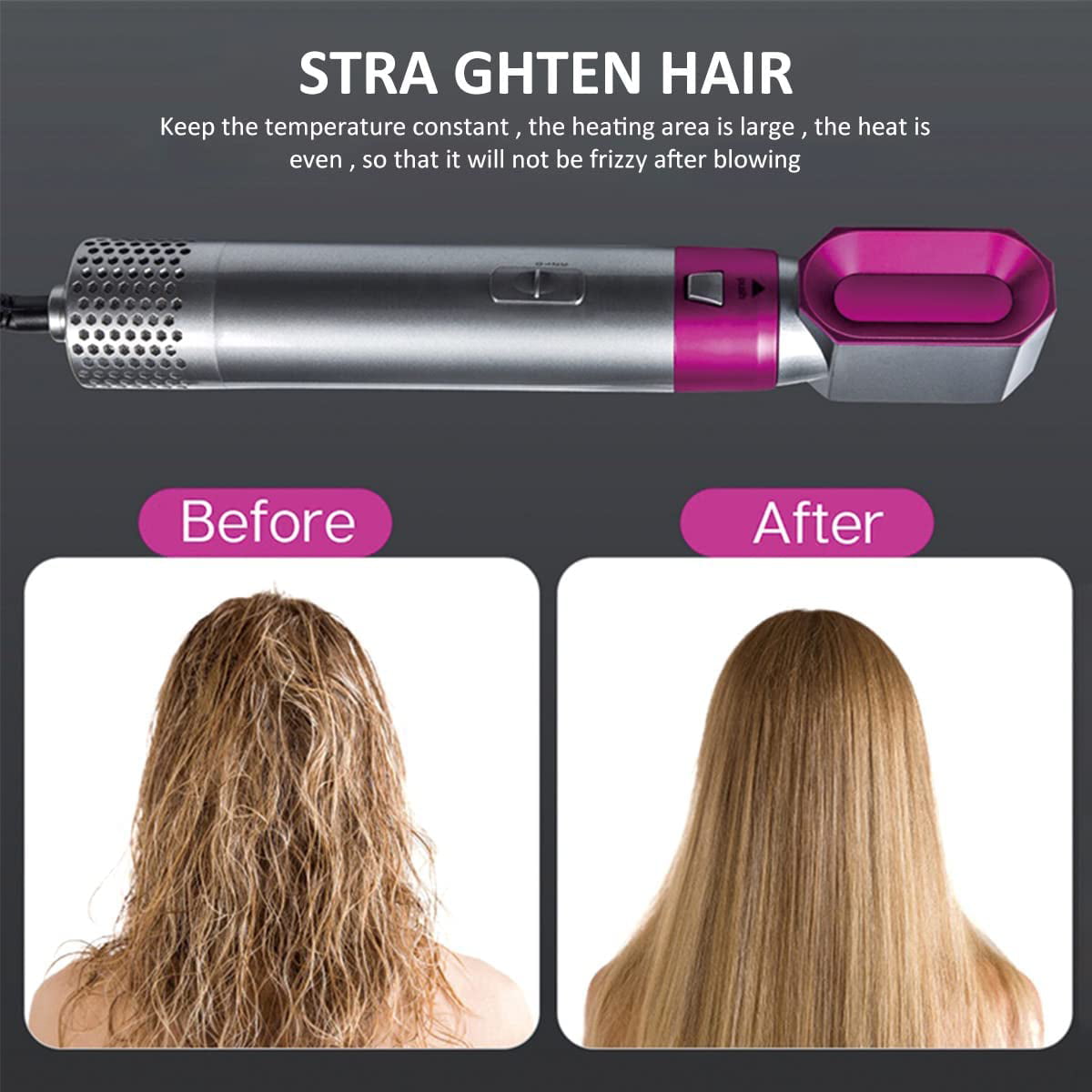 5 in 1 Hair Blower Brush with Hair Volumizer, Hot Air Brush, Scalp Massager, Curler and Straightener