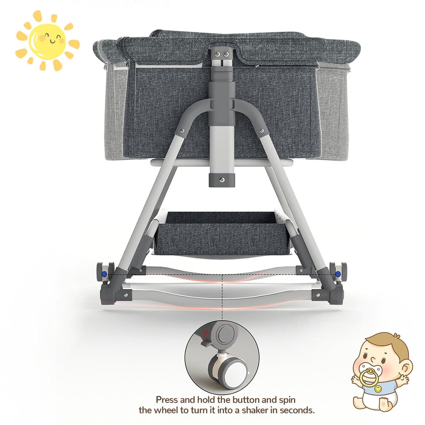 Laverner Baby Bassinets, 3 in 1 Bedside Bassinet Cribs, Easy Folding Portable Bedside Sleeper for Baby with Storage Bag