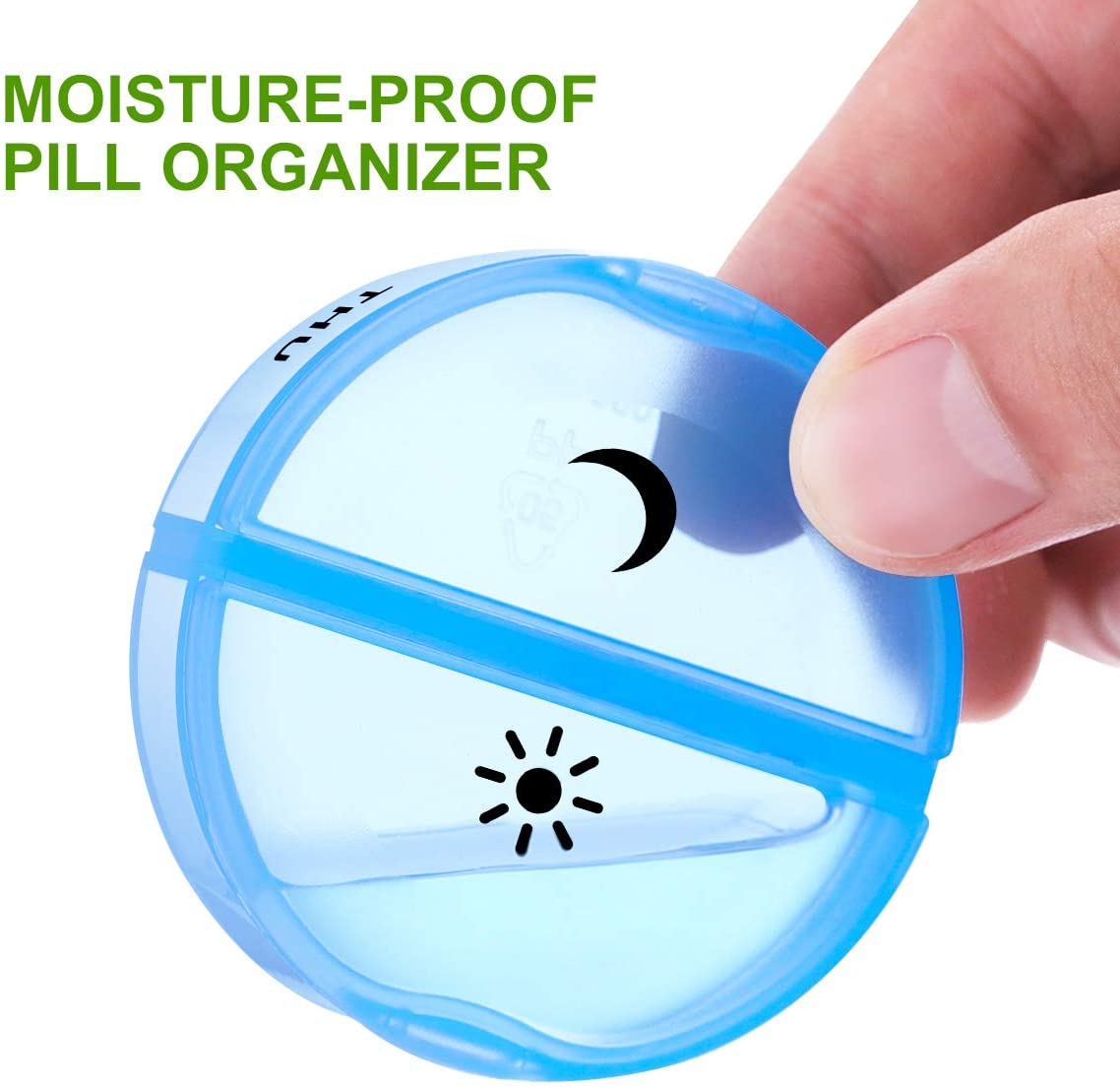 Pill Organizer 2 Times A Day Travel Weekly Pill Box 7 Day AM/PM Pill Organizer, Large Pop-Out Compartments, Rainbow