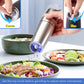 Gravity Electric Pepper and Salt Grinder Set, Adjustable Coarseness, Battery Powered with LED Light, One Hand Automatic Operation, Stainless Steel Black-2PACK
