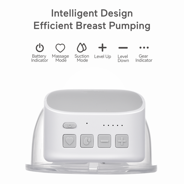 Electric Breast Pump Yadala Wearable Hands-Free Portable Spill-Proof Ultra-Quiet Pain Free Breastfeeding Breast Pump with 2 Mode & 5 Levels, 24mm-Grey