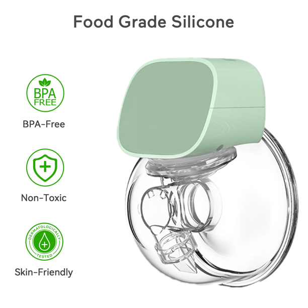 Yadala Wearable Breast Pump Electric Hands-Free Portable Spill-Proof Ultra-Quiet Pain Free  Breastfeeding Breastpump with 2 Mode & 5 Levels, 24mm- Green