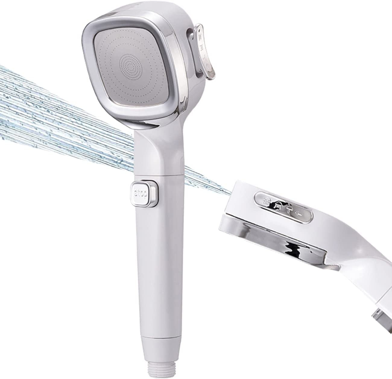 Handheld Shower Head, 4 Settings High Pressure Water Saving Shower Head, Detachable Filter Bathroom Shower Sprayer with ON/Off Switch
