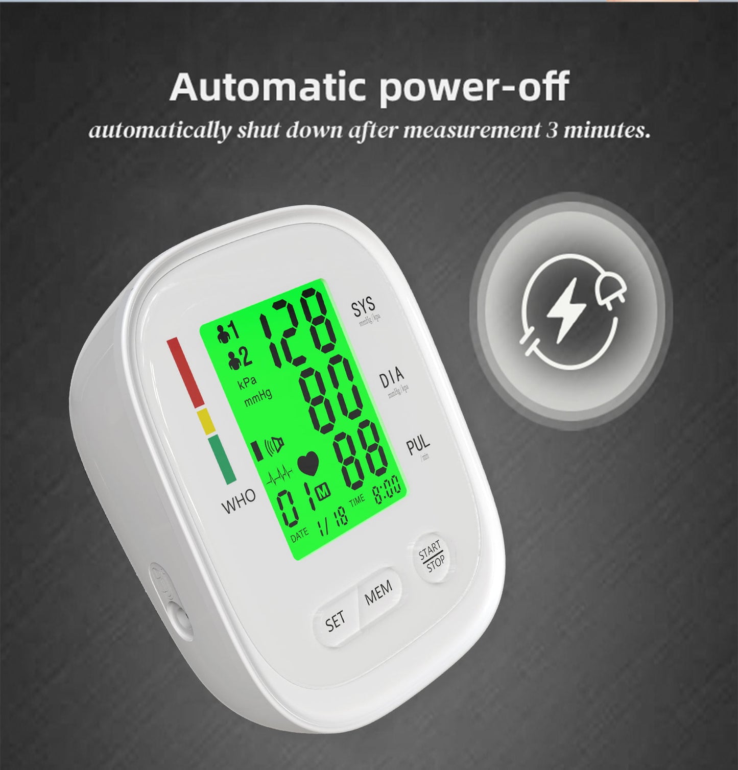Blood Pressure Monitor Upper Arm, Automatic BP Blood Pressure Machine, Rechargable Heartbeat Rate Pulse Monitor, 2x90 Memory